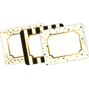 Barker Creek Name Badges & Self-Adhesive Labels, Gold, Multi-Purpose Name Tags, Gift Tags, Labels, and More! 3.5" x 2.75", 45 per Pkg (1532)