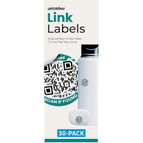 Pebblebee Link Label - Secure QR Code Tracker for Lost Items - Compact, Durable, Dishwasher-Safe QR Code Labels for Water Bottles, Camping Gear, Electronics & More - Secure Way to Recover Lost Items