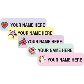 Gilbins Personalized Name Labels. Waterproof, Dishwasher Safe Peel and Stick Labels for School & Office Supplies, Daycare Clothing
