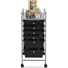 12 Drawer Rolling Cart with Drawers, Storage Cart with Lockable Wheel & Metal Frame, Multipurpose Mobile Trolley Utility Cart for Salon Makeup Kitchen Office Play Room (Ivory White)