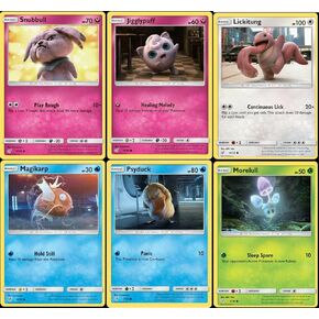 Pokémon Detective Pikachu 6 Card Se - Jigglypuff Magikarp Psyduck Snubbull Lickitung Morelull