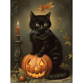 Ajepon Halloween Diamond Art Kits للبالغين-أكثر من فن Gem Art للبالغين ، Halloween 5D Diamond Painting ، مجموعات ألواح الشكر للأحجار الكريمة لـ Wall Home Decor Craft 12x16inch
