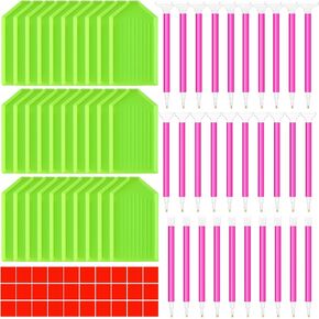 Affrolling 90 Pcs 5d Diamond Art Painting Tools and Accessories Kits Include Drill Pens with 3 Drill Sizes, Plastic Diamond Trays, Glue Clay, Rhinestone Art Painting DIY Accessories (Red,Green)