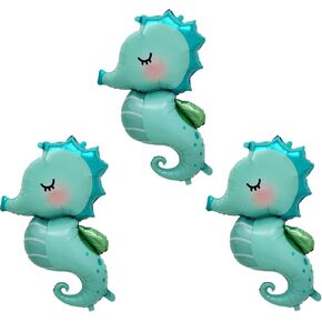 3Pcs Sea Horses Party Balloons Under the Sea Animals Ocean Creature Mylar Balloon for Kids Birthday Decorations Summer Party Suppliers