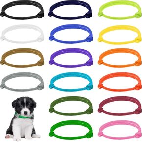 16 Pcs Adjustable Puppy ID Collars, 16 Colors Soft Whelping ID Collars Small Nylon Collar Bands Newborn Puppies Supplies for Dog Kitten Small Pet