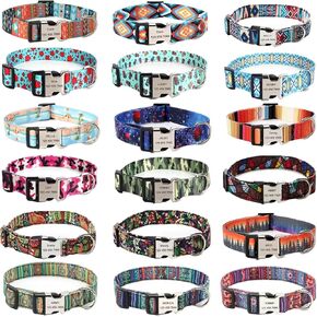 Personalized Dog Collar with Engraved ID Metal Buckle,Customized Floral Collar for Small,Medium,Large Dogs.