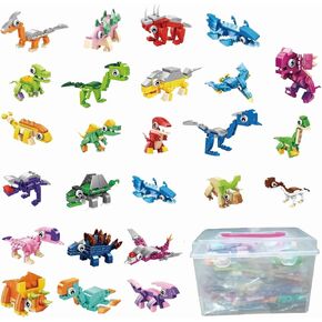 Dinosuar Party Favors,(24pcs) 48 kind of Mini Building Blocks Party Favors ,Goodie bag,Bulk Toys, Classroom Prizes,Back to School Students Gifts for Dino toys 6-8-12 Socking Stuffers for Boy