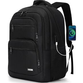 Backpack for Men, School Backpack for Boys Teens, 15.6 inch Laptop Back Pack with USB Charging Port, Backpacks for School Business Work College Travel, College Book Bag, Black Bookbag