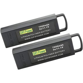 7500mAh 11.1V 3S High Capacity LiPo Battery, Extra Flight Time Drone Battery for YUNEEC Q500 / Q500+ / Q500+PRO / Q5004K / Yuneec Q500 4K Typhoon G RC Dr Quadcopter -2Pcs Black