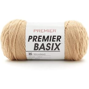 Premier Yarns Basix, Solid Worsted Yarn, Made of Acrylic, Ideal Yarn for Crocheting and Knitting, 359 Yards, Buff