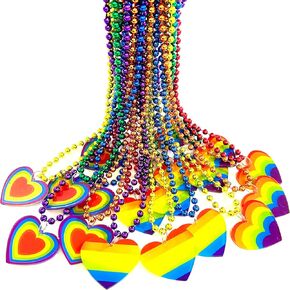 36 Pcs Rainbow Pride Beads Necklaces Pride Month Party Decorations Rainbow Procession Pride Month Party Supplies