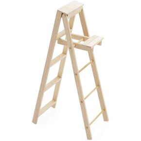 Odoria Dollhouse Step Ladder Miniature: 1/12 Scale Folding Ladders for Crafts Fairy Garden Christmas Outdoor Rustic Farm - Mini Unfinished Wood Furniture Construction Building
