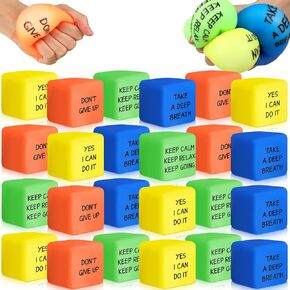 24 Pack Mini Bulk Stress Balls 1.96'' Slow Rising Fidget Cube Back to School Teacher Appreciation Gifts Motivational Stress Anxiety Relief TPR Sensory Inspirational Party Favor Prizes