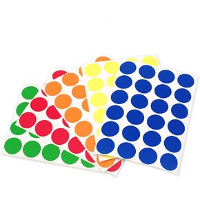 ChromaLabel 3/4 Inch Circle Sticker Labels, Easy to Write On Round Colored Stickers, Permanent Sticky Dots - 1200 Colored Dot Stickers per Variety Pack, 5 Assorted Colors Dot Labels