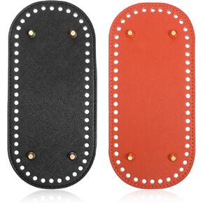 FNANJWQ Bag Bases for Crochet, 2Pcs Leather Bag Bottom Pad, Long Oval Purse Bottom Shaper Pad Knitting Crochet Base with Holes for DIY Shoulder Bags Craft Making (Black, Brown)