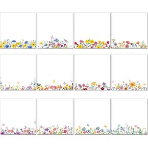 Eaasty 12 Wildflower Sticky Notes Pad Floral Sticky Note Pads 3 x 3 Inch Botanical Small Cute Flower 50 Sheets Per Bright Blossom Appreciation Gifts for Teachers