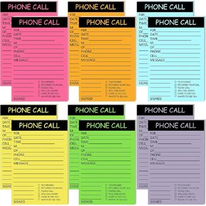 Thenshop 12 Pcs Phone Message Sticky Notes 4 x 6 Inch Self Stick Notes Bright Assorted Colors Sticky Pad for Home Office Call School Work Supplies