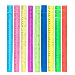 36 Pack Clear Plastic Ruler 12 Inch, Transparent Assorted Color Ruler with Centimeters and Inches, Metric Rulers Bulk for Classroom, Ideal Back to School, Office, Home Supplies
