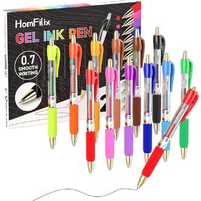 Gel Pens, 12 pcs 0.7mm Fine Point Aesthetic Pens, Quick Dry No Smudge, Smooth Writing Comfortable Grip Pen, Cute Black Ink Journaling Pens for School Supplies Office Desk Accessories, Office Supplies