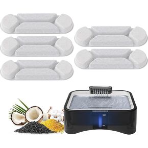 UPSKY 2.25Gal Elevated Dog Water Fountain Filter, 5 Pcs Replacement, Pet Fountain Filters, Multi-Layer Filtration System Carbon Filters Compatible with 8.5L/2.25Gal 4 Heights Adjustable Pet Fountain