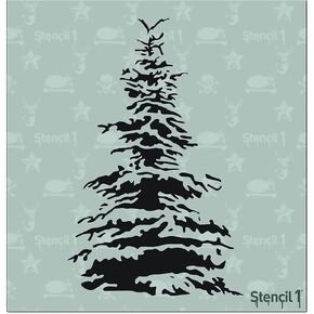 Stencil1 Winter Christmas Stencils (Snowy Pine Christmas Tree Stencil 5.75" x 6")