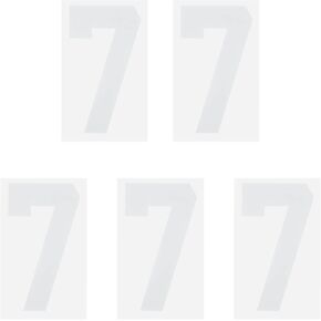 MECCANIXITY Iron on Number 7 Heat Transfer 8" White Single Number for Team Uniform, Sports T-Shirt, Football, Basketball, Baseball Pack of 5