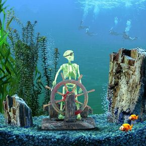 Action-Aquarium Skeleton Pirate Captain Ornament Fish Tank Landscape Decoration