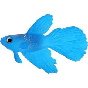 Fake Fish, Silicone Betta Fish Toys, Artificial Fish for Fish Bowl, Aquariums, Swimming Pools and Other Decoration (No. 3 Blue Betta)