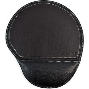 Brown Office Square Leather Mouse Pad with Wrist Rest Non-Slip Design, Business Style Gaming PU Mousepad for Learners, Workers &Computer Users.