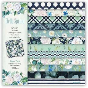 Spring Blossom Scrapbook Paper - 48 Sheets 6x6 Inch Floral Watercolor Background Paper for Journaling, DIY Crafts, Bullet Journals, Spring Theme Decor (Pastel Colors)