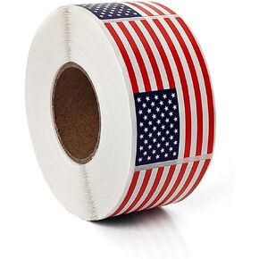 500pcs 4th of July Stickers Accessories, Independence Day American Flag Sticker Roll US Flag Decal, Patriotic Red White Blue Stickers Adhesive Label for Memorial Day 4th of July Parade Party