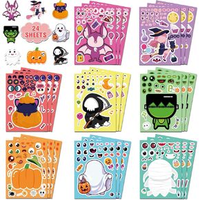 Halloween Party Favors - DIY Crafts Stickers for Kids - Kids Halloween Decorations Gifts Activities Party Supplies(24 Sheets)