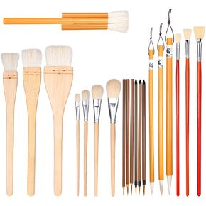 20 Pcs Pottery Glaze Brushes Set, Ceramic Brush for Pottery, Wool Art Paintbrushes for Acrylic Painting Blending Watercolor, Artists Students Adults