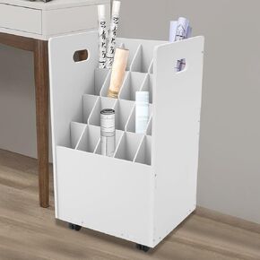 Blue Print Storage Organizer 20 Slots Mobile Blueprint Storage Cabinet Construction Plan Holders Blueprint Cabinet with Wheels Blueprint File Holder Roll Files Storage for Office, School