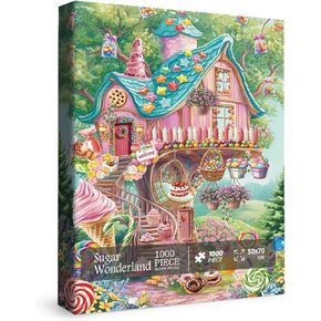 Colorful Candy Puzzles for Adults 1000 Pieces, Rainbow Magic Forest Flower Fun Jigsaw Puzzles, Beautiful Art Pretty Fantasy Puzzle