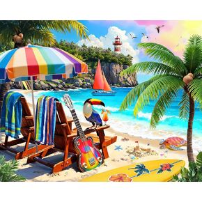 Springbok Tropical Paradise 1000 Piece Jigsaw Puzzle - Escape to a Tropical Paradise with This Colorful Beachside Image