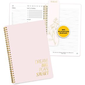 Decorably 84 Sheets Undated Daily Planner Notebook with Hourly Schedule, 6.3x9.3in Gold Spring-Bound To Do List Notebook with Top Priorities, To-Dos, Follow-ups, Notes, Ideas and Inspirational Quotes