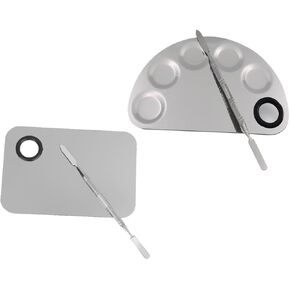 2sets Stainless Steel Mixing Trays for Makeup and Nail Art Easy to Clean Pallet for Professional and Home Use Lightweight Design for Travel and Organization