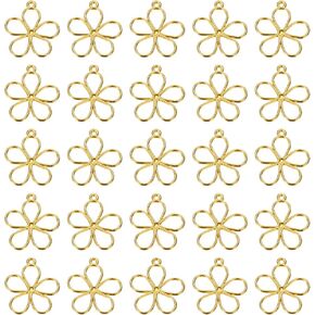 Patikil 50pcs Open Bezels Pendants Flower Open Back Alloy Frame Bulk for Resin Jewelry Making Earrings