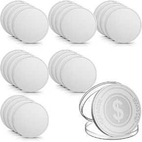 24 Pcs Blank Challenge Coin, Engraving Blanks Coins Threaded Edged 40 mm with Acrylic Protection Box Laser Engravable Pattern for DIY Crafts Commemorative Collection