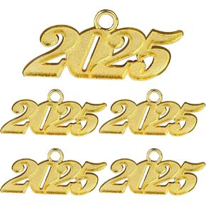 2025 Tassel Charm, 2025 Charms, Mini Gold 2025 Year Charm, Metal Graduation Tassel Charms for Graduation Cap Hat Decorations DIY Crafts Jewelry Making Accessory Party Supplies