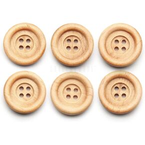CRAFTMEMORE Wooden Buttons 4 Holes Round Wood Button for Garment Sewing DIY Crafts B739 (13mm, 12pcs)
