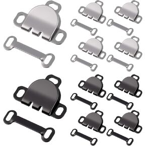 ZEYIYER 10 Sets Hook and Eye for Clothing, Black Silver Metal Hook and Eye Closures for Sewing, Clasps and Fasteners Replacement for Jeans