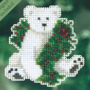 Mill Hill Holiday Polar Bear Beaded Counted Cross Stitch Ornament Kit 2010 Winter Holiday MH18-0306