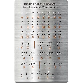Braille Alphabet Board with 2024 Dec. Upgraded Raised Dots, Numbers & Punctuation Braille Learning for Beginners, Education Gifts, Braille Teaching Aid for Blind Children, Adults (7.25 * 4.7 Inches)