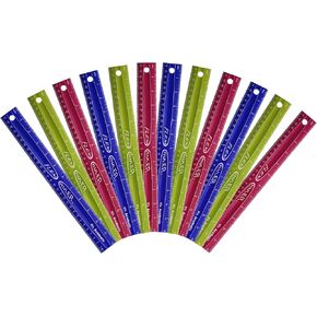 It's Academic Flexi Rulers, 12 Inches and 30 Cms, Flexible Plastic Straight Edges, Perfect for Teachers, Classrooms, 3 Bright Colors, 12 Pack
