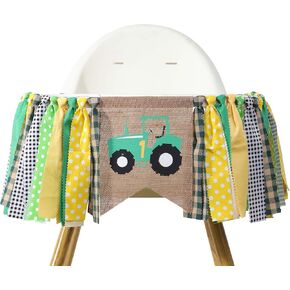 Farm High Chair Banner - Green Tractor 1st Birthday Party Decoration