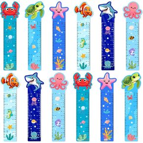 120Pcs Ocean Animals Bookmarks Ruler Bulk Assorted Under The Sea Themed Designs Page Markers for Home Classroom Rewards Summer Birthday Party Supplies Favors