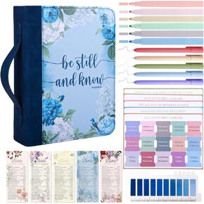 XKDOUS Bible Cover Case for Women, Bible Journaling Kit, Portable Protective Bag for Bible Study Supplies, Church Bible Bag Christian Gifts for Women, Girls