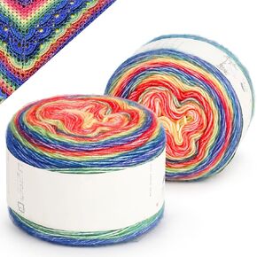 Katech Ombre Yarn for Crocheting Knitting-Gradient Cake Variegated Soft Yarn with Vibrant Colors, Multicolor-Perfect for Blankets, Scarves, Shawls and Garments (Color A)
